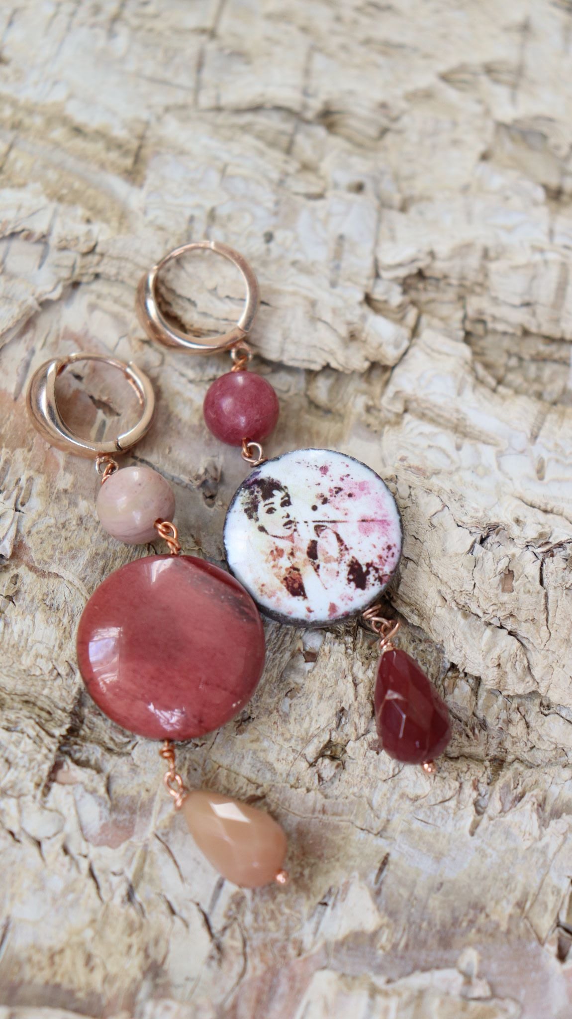 Orecchini in argento con ceramica di Caltagirone, mokaite