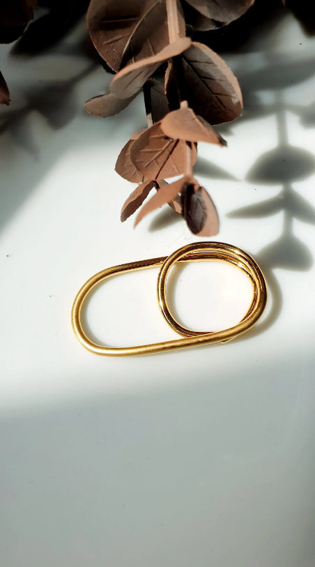 Anello doppio dito in filo placcato oro
