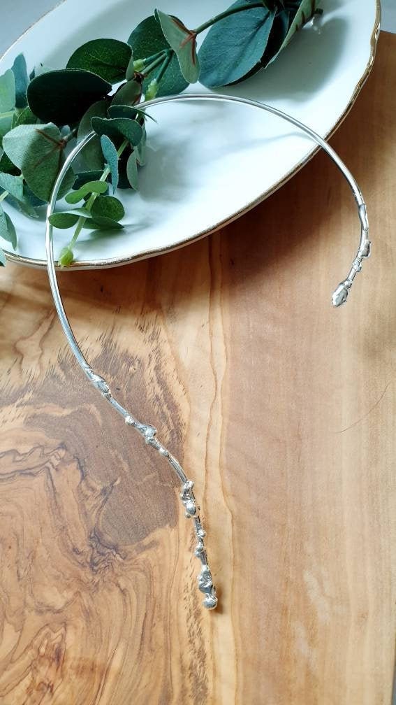 Silver plated wire nuggets choker