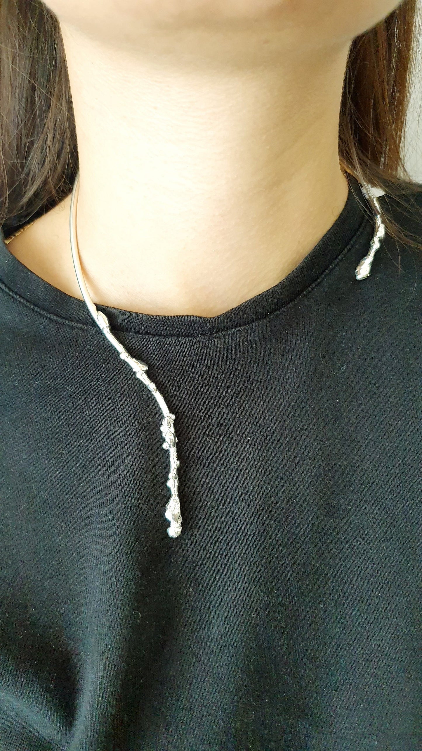 Silver plated wire nuggets choker