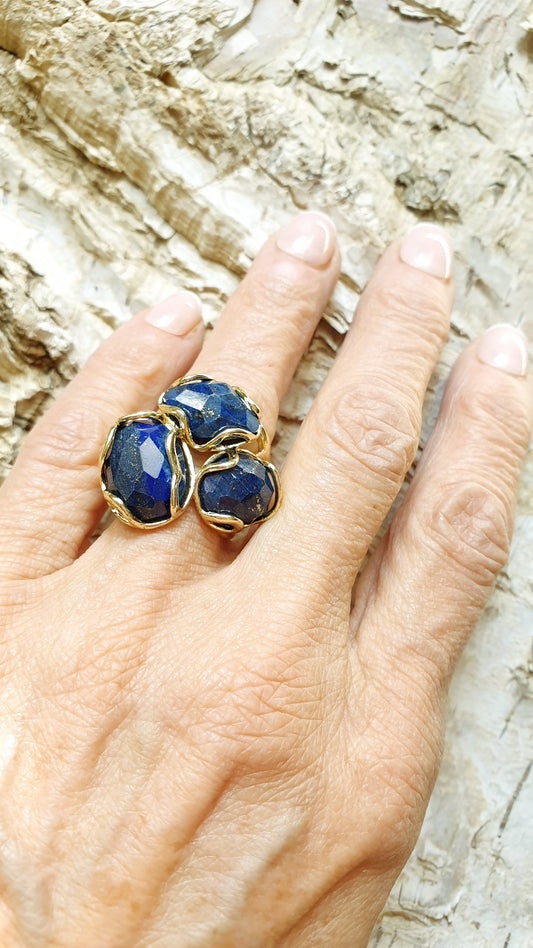 Anello regolabile in bronzo con lapislazzuli