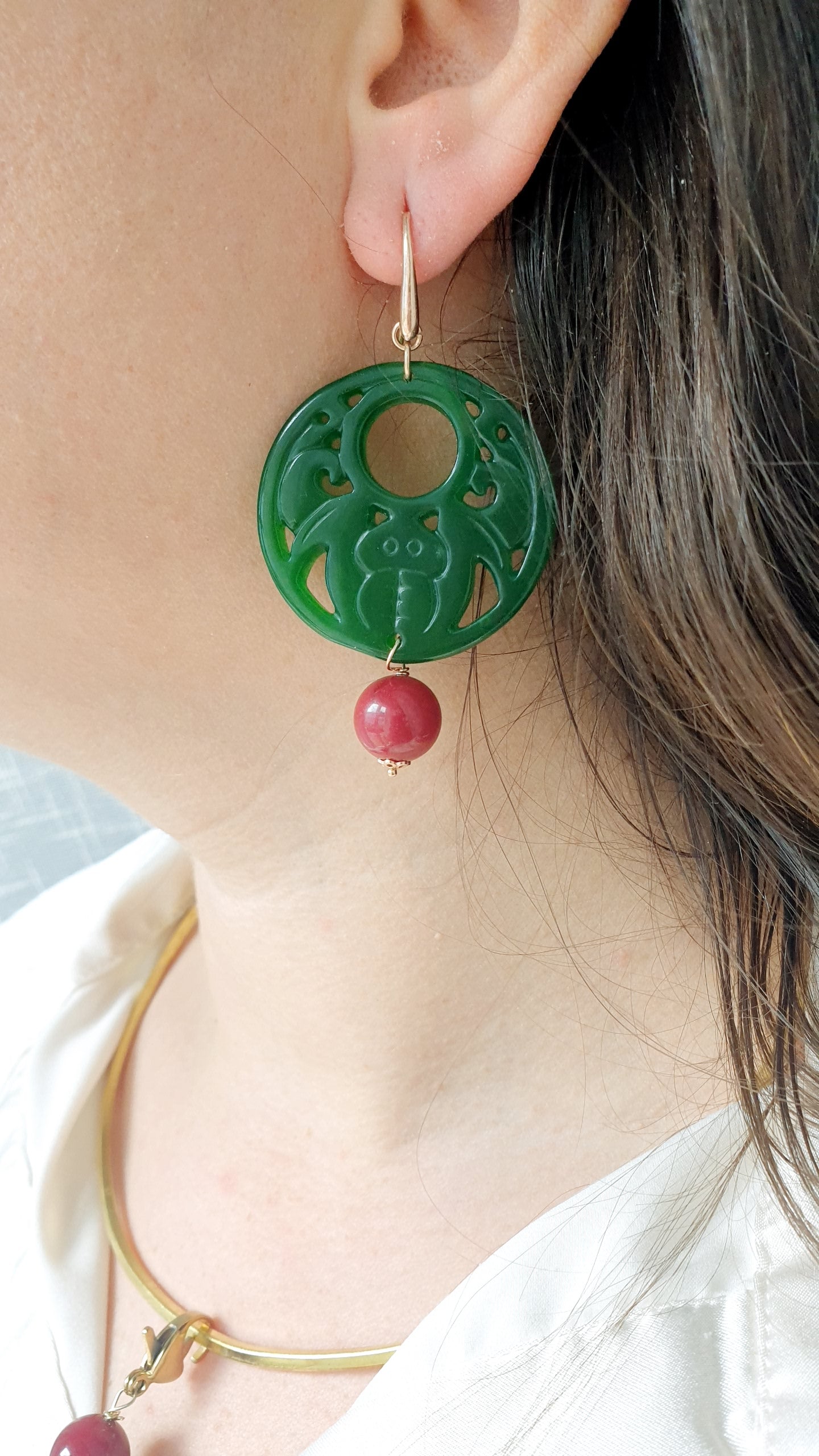 Orecchini in argento con giade
