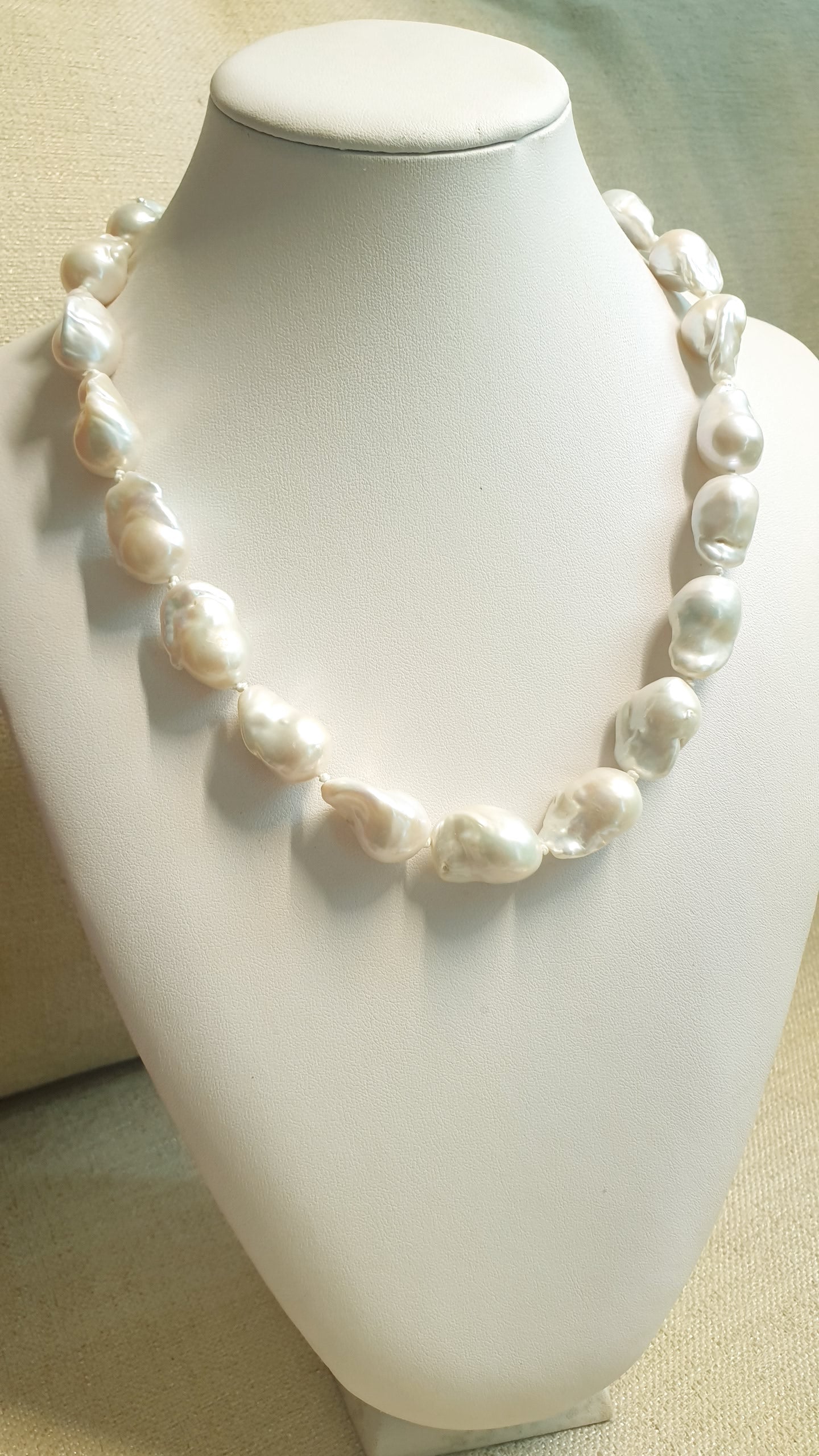 Gorgeous baroque pearl choker with gold-plated silver clasp.