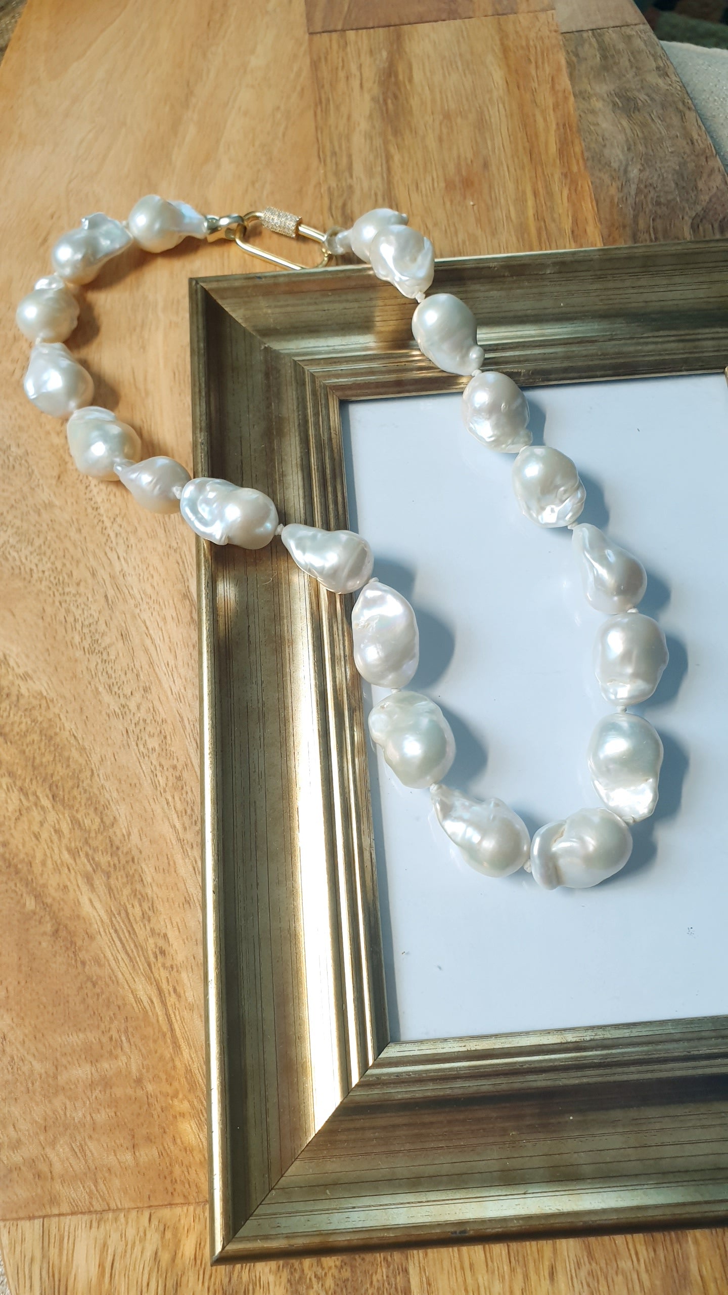 Gorgeous baroque pearl choker with gold-plated silver clasp.