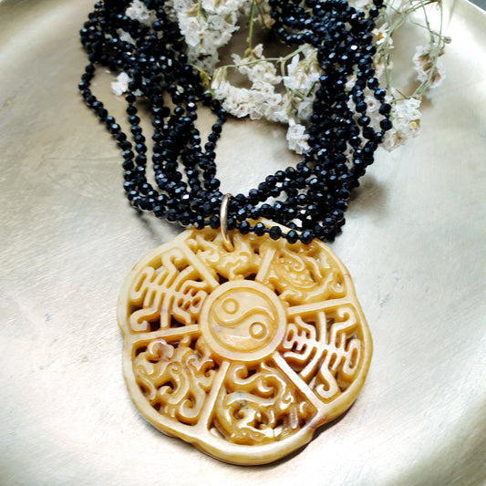 Jade necklace with beaded choker.