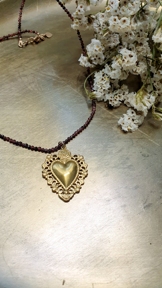 Girocollo con tormalina e cuore sacro