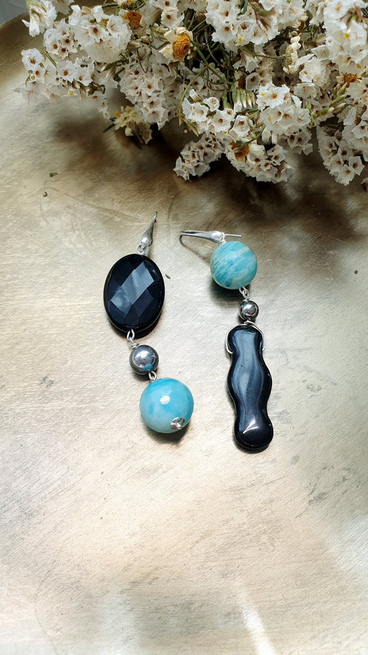 Orecchini in argento com onice e amazzonite