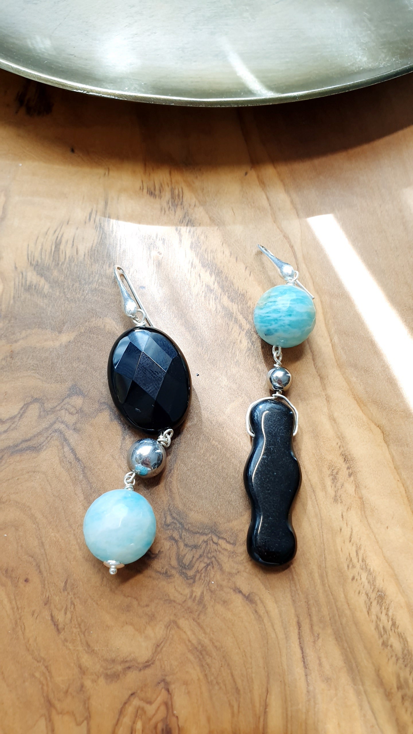 Orecchini in argento com onice e amazzonite