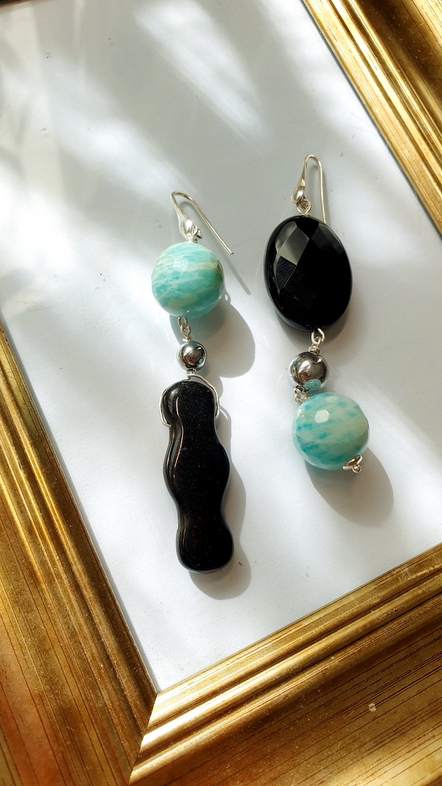 Orecchini in argento com onice e amazzonite