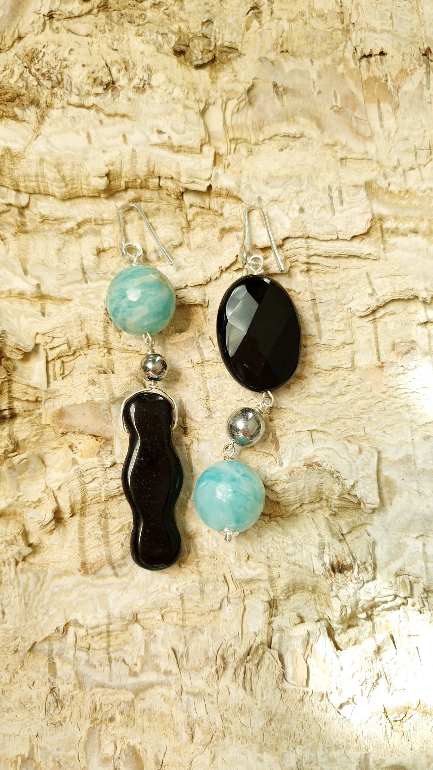 Orecchini in argento com onice e amazzonite