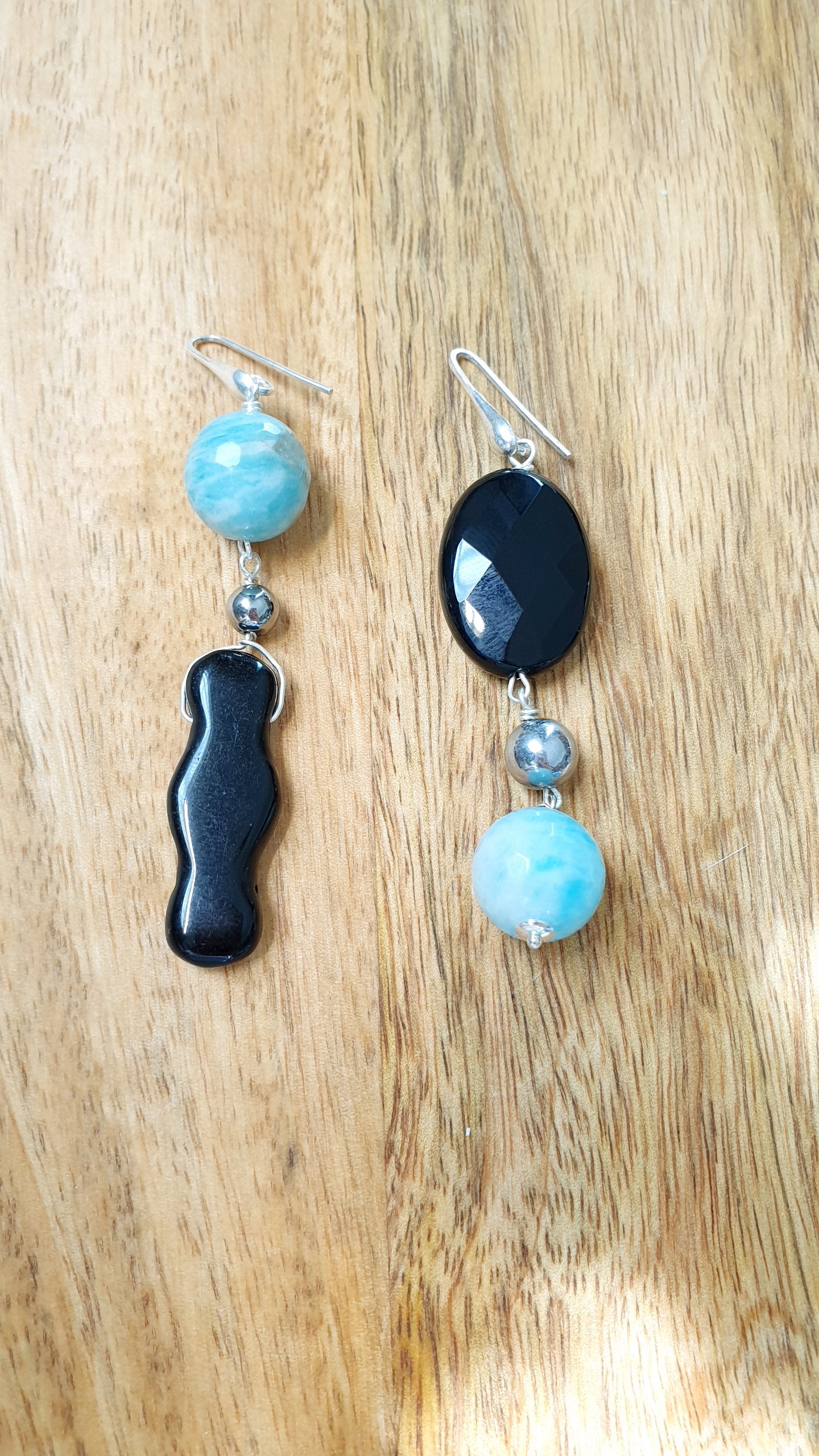 Orecchini in argento com onice e amazzonite