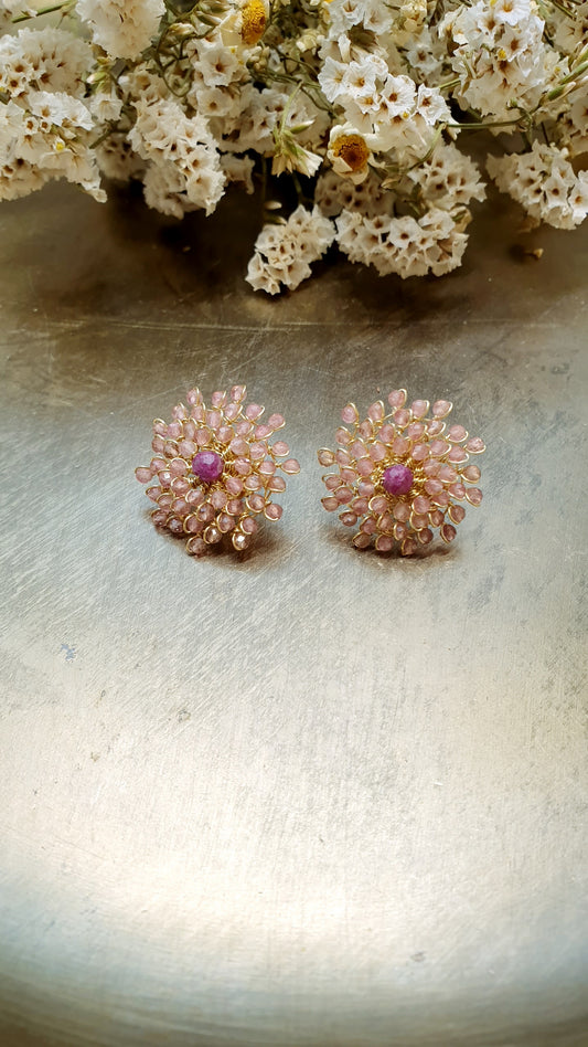 Orecchini in argento con tormalina rosa e granato