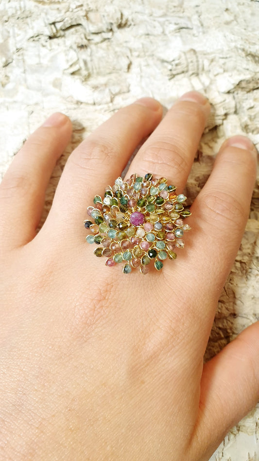 Anello in argento con tormaline