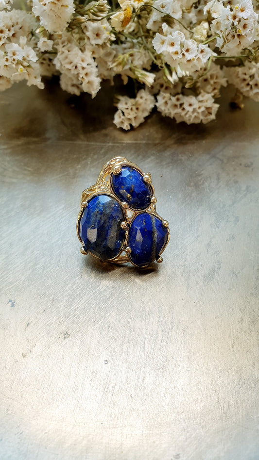 Anello regolabile in bronzo con lapislazzuli