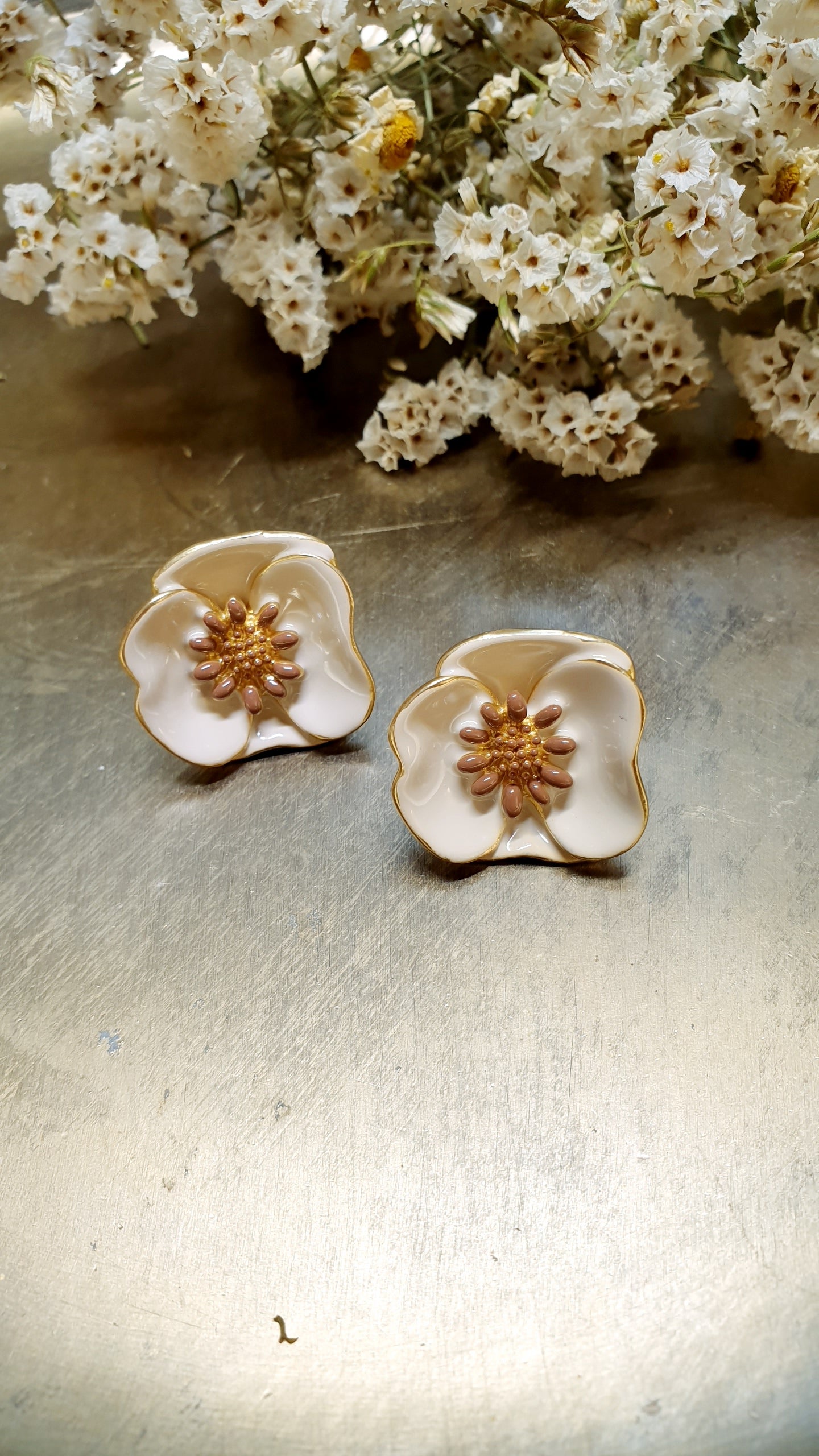 Orecchini in ottone con ceramica