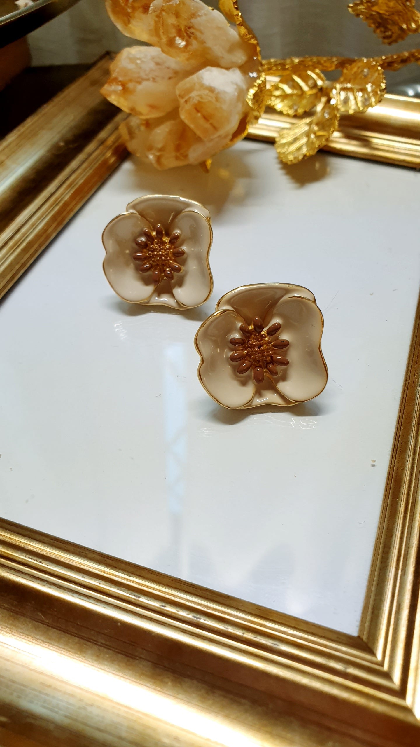 Orecchini in ottone con ceramica