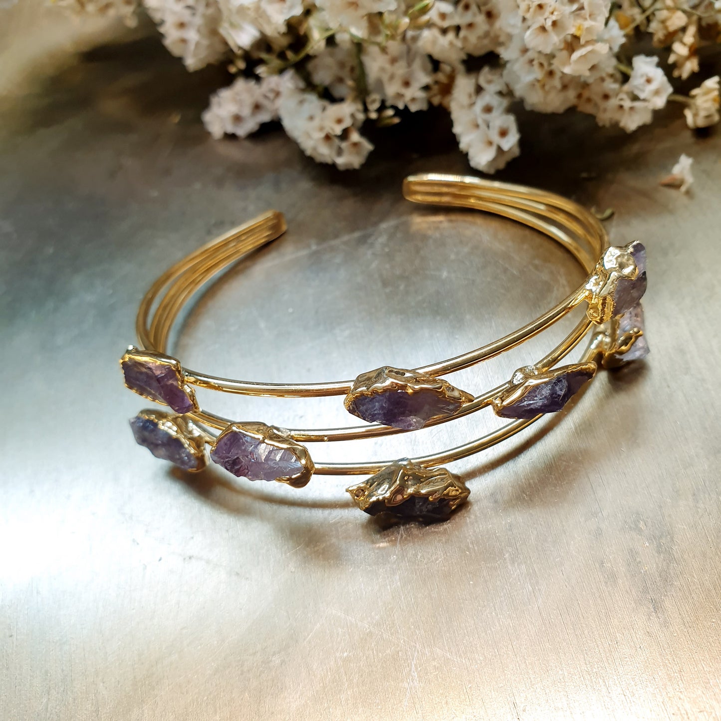 Bracciale in ottone con ametiste