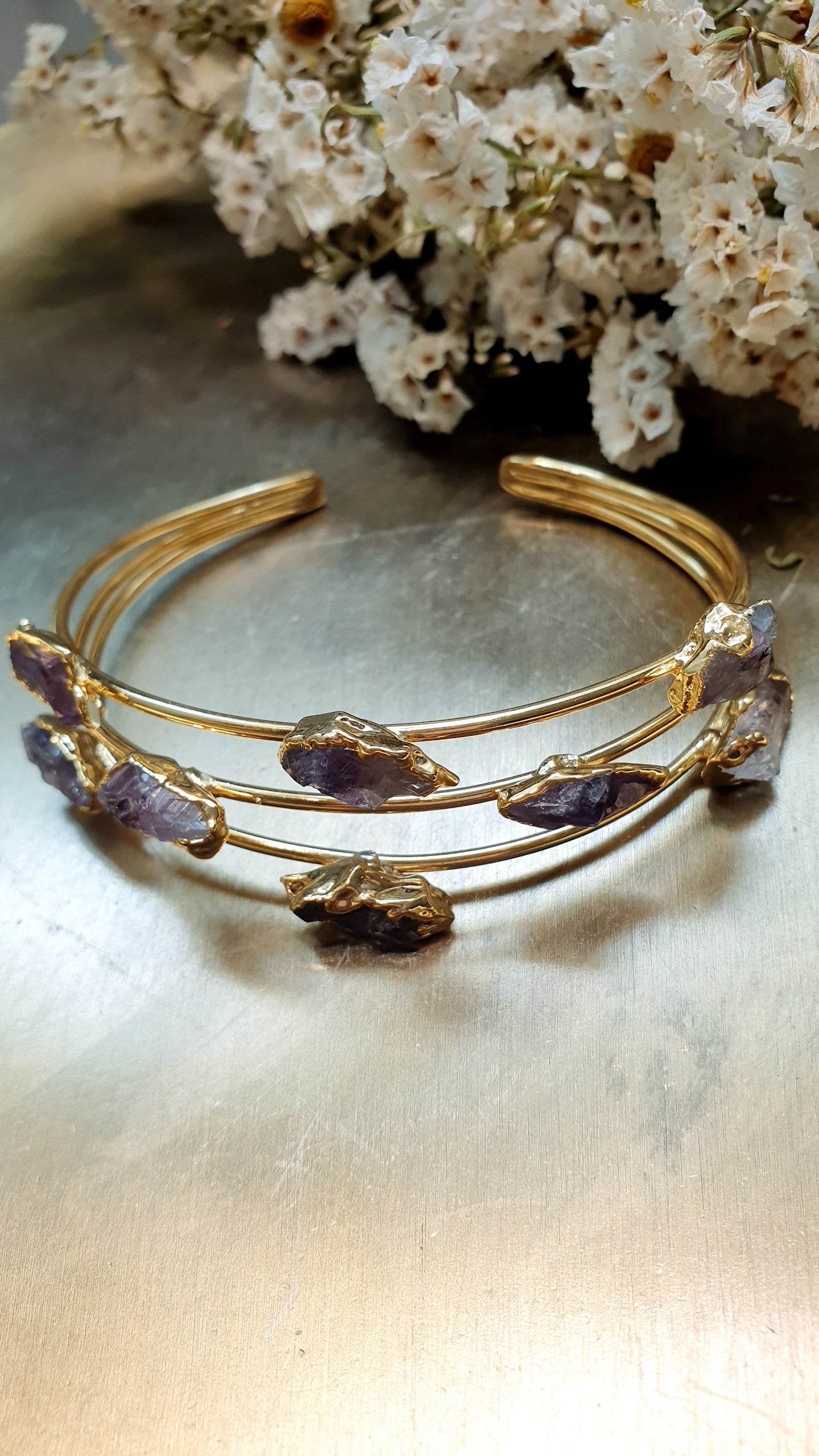 Bracciale in ottone con ametiste