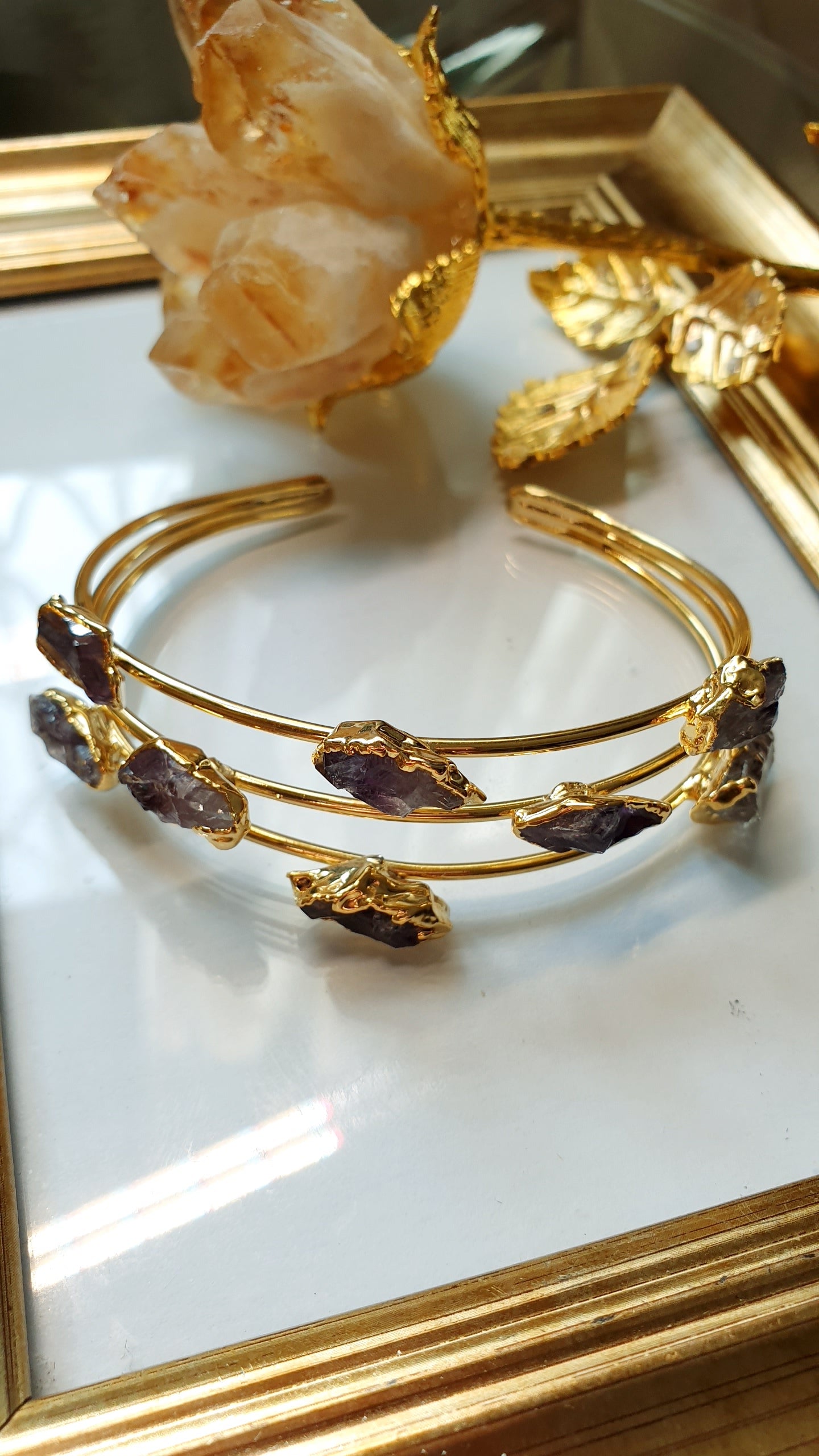 Bracciale in ottone con ametiste