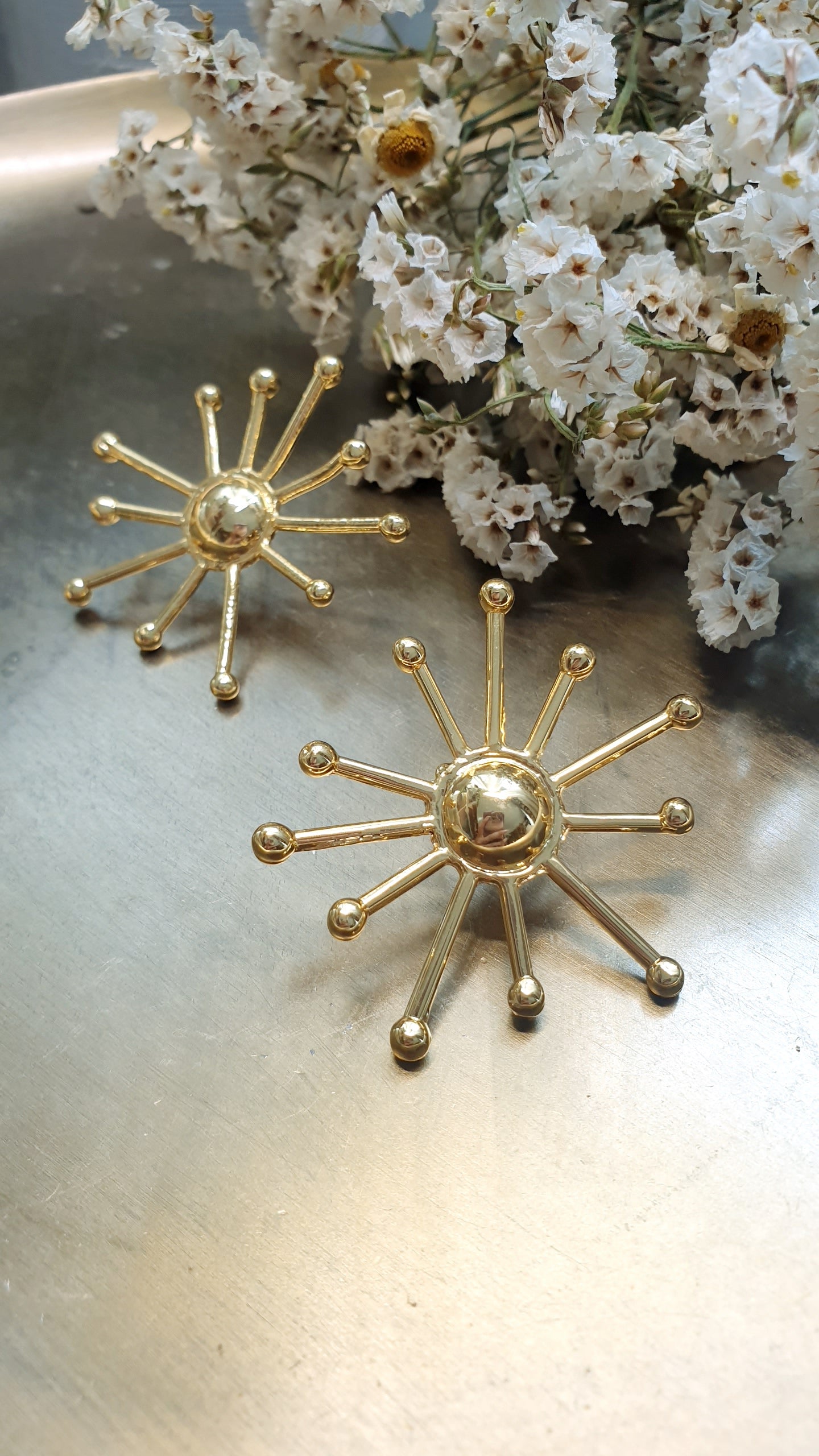 Orecchini sole in ottone