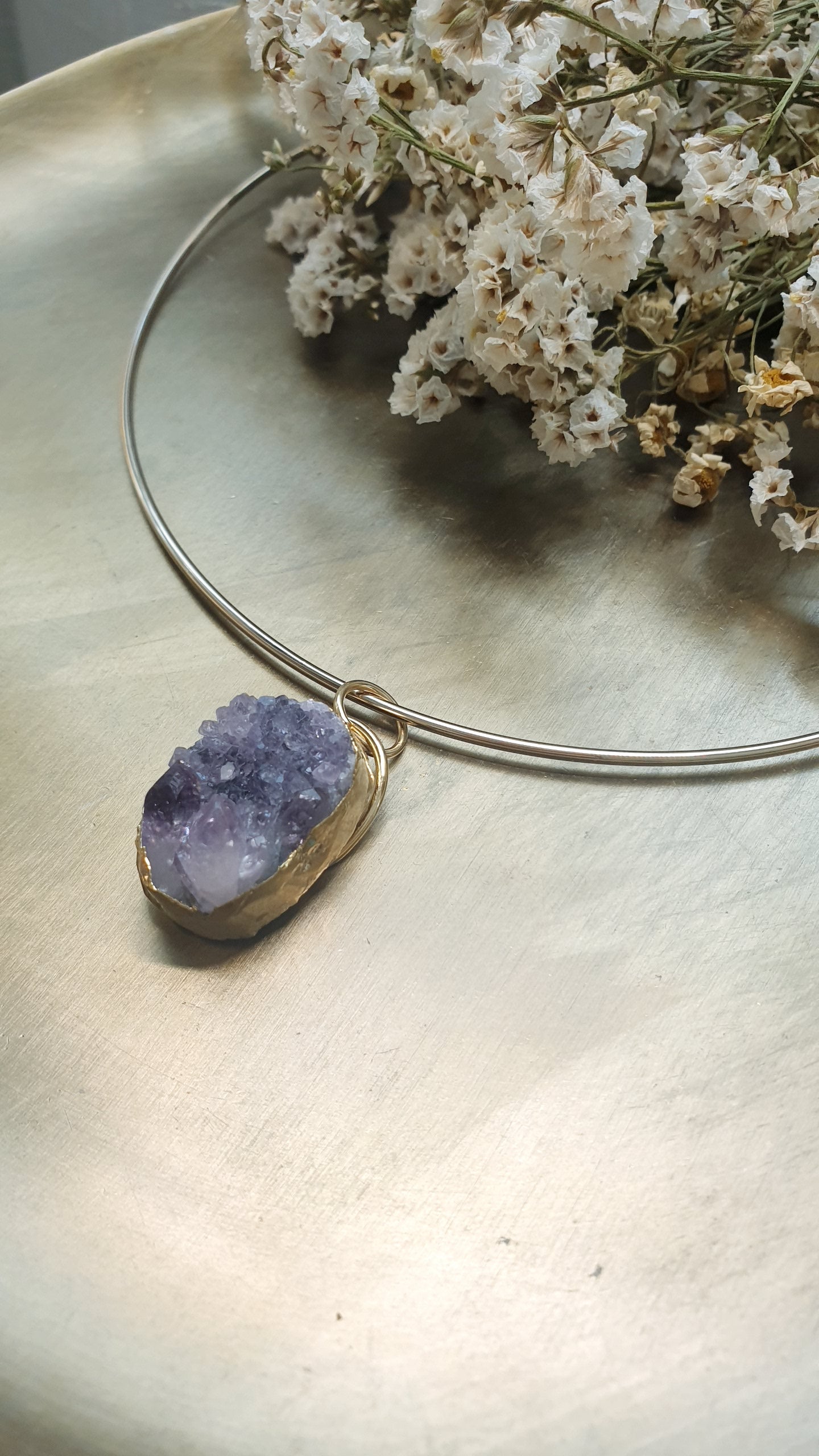 Girocollo con drusa di ametista