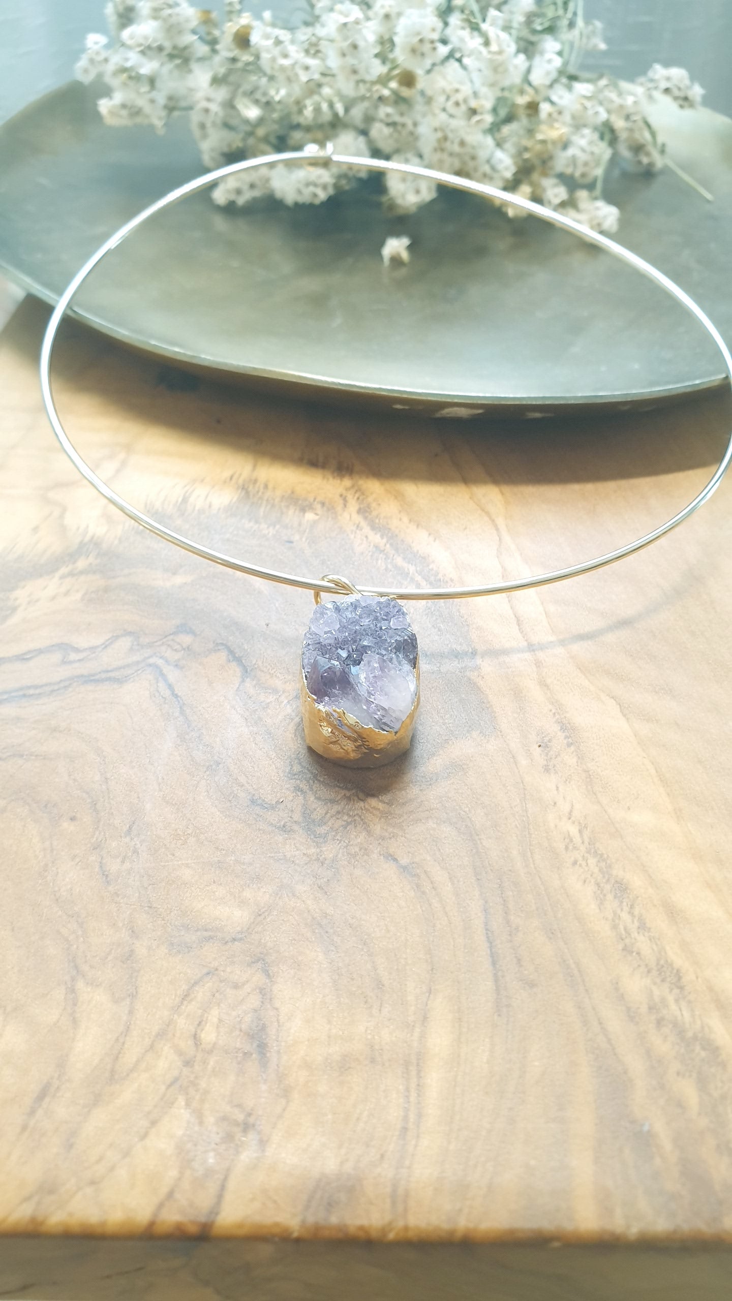 Girocollo con drusa di ametista