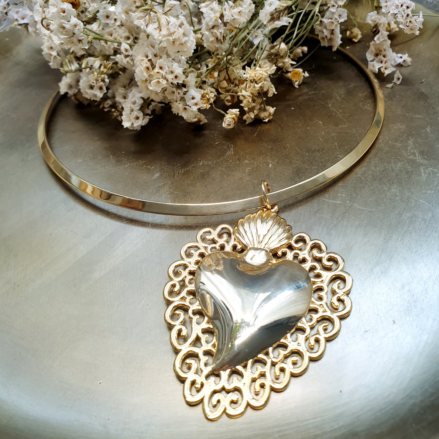 Girocollo in acciaio gold e cuore