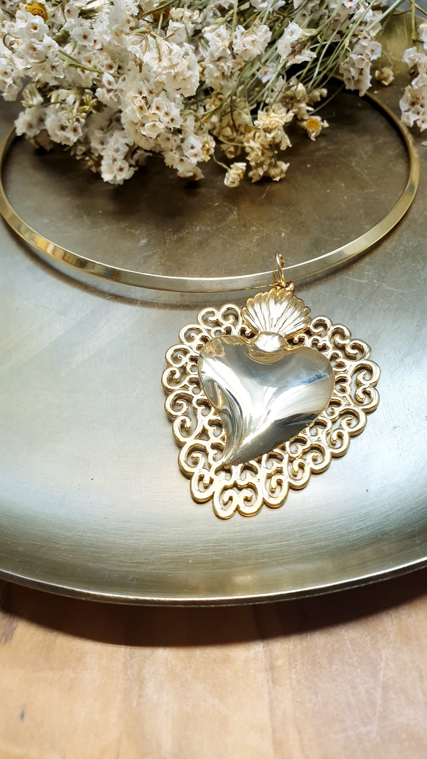 Girocollo in acciaio gold e cuore