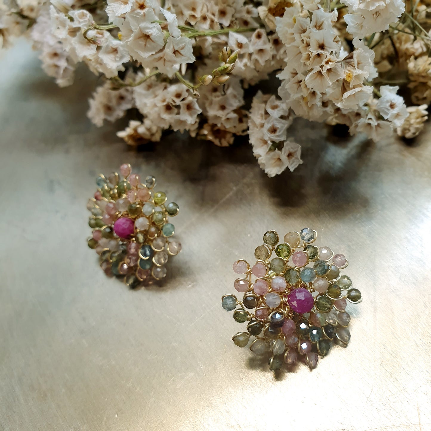 Bellissimi orecchini in argentio con tormaline