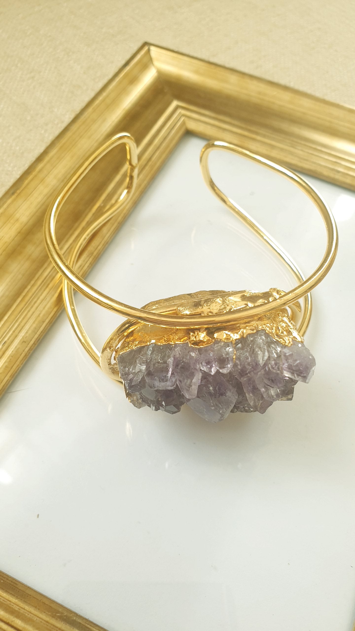Braccialeplaccato oro con grande drusa di ametista