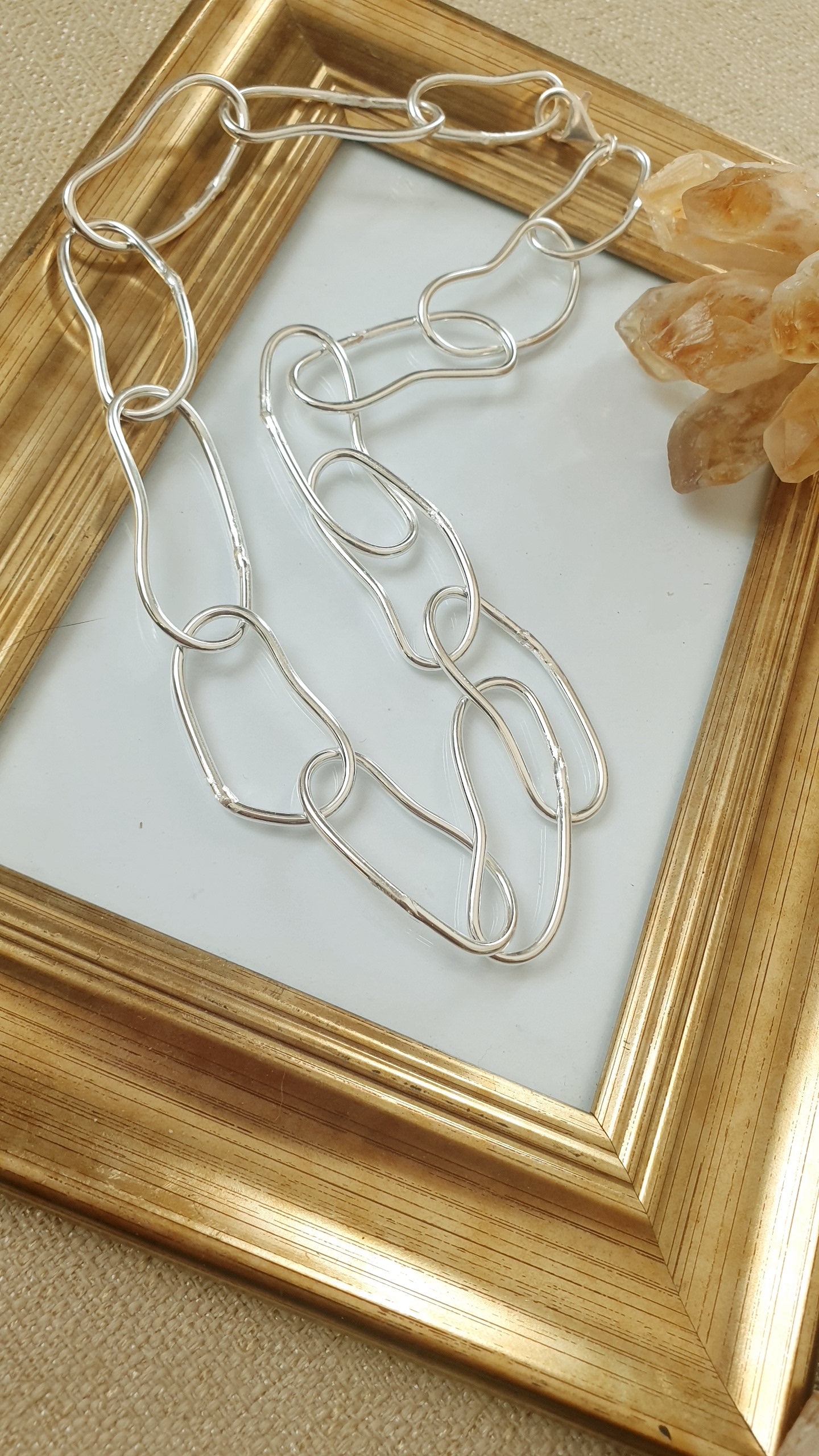 Collana fatta a mano, placcata argento