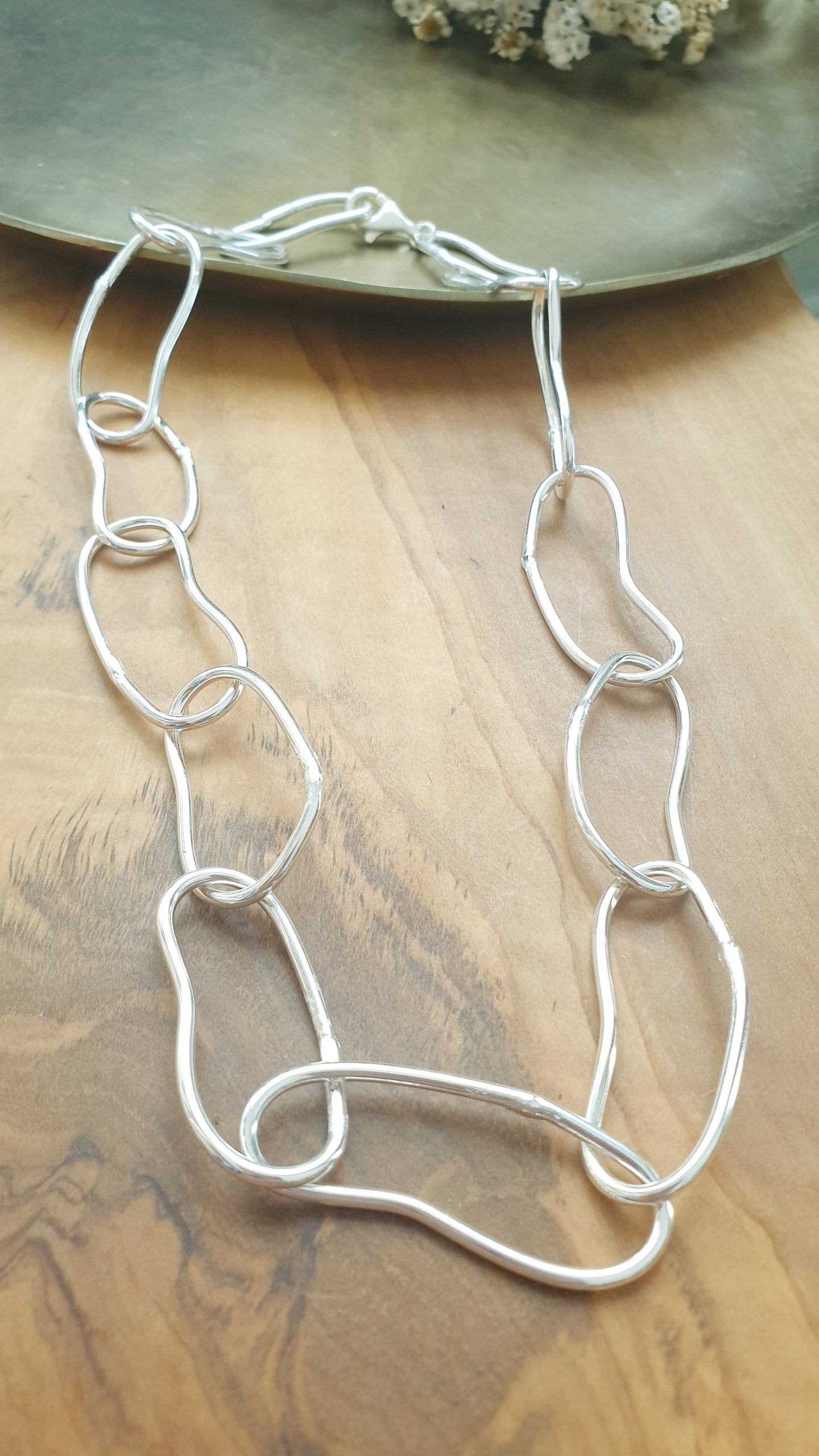 Collana fatta a mano, placcata argento