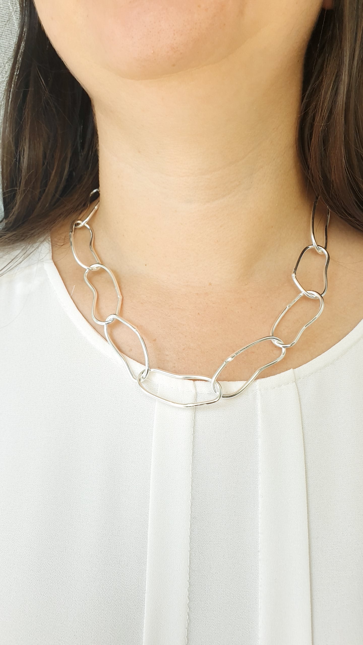 Collana fatta a mano, placcata argento