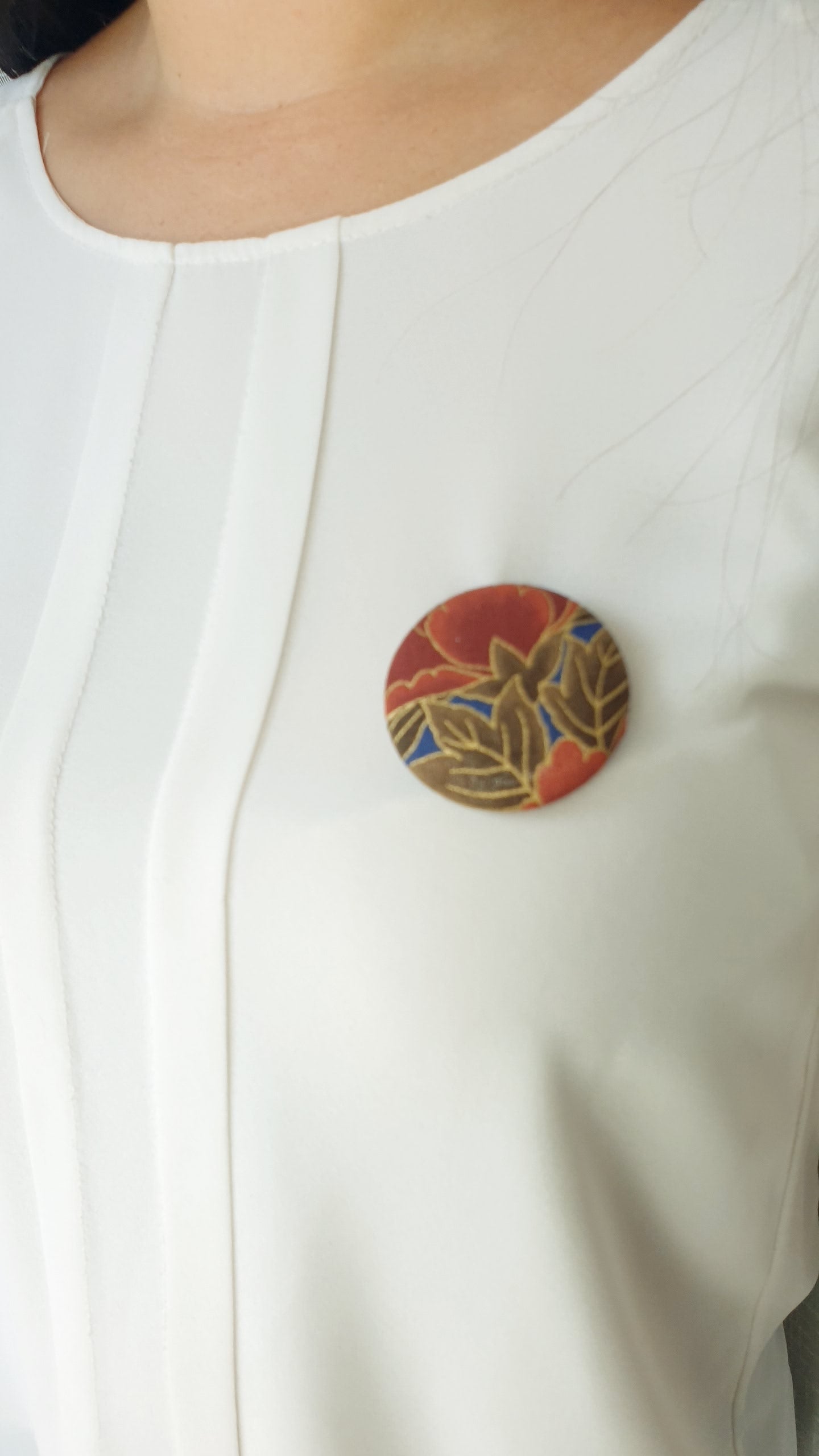 Spilla/bottone in stoffa giapponese