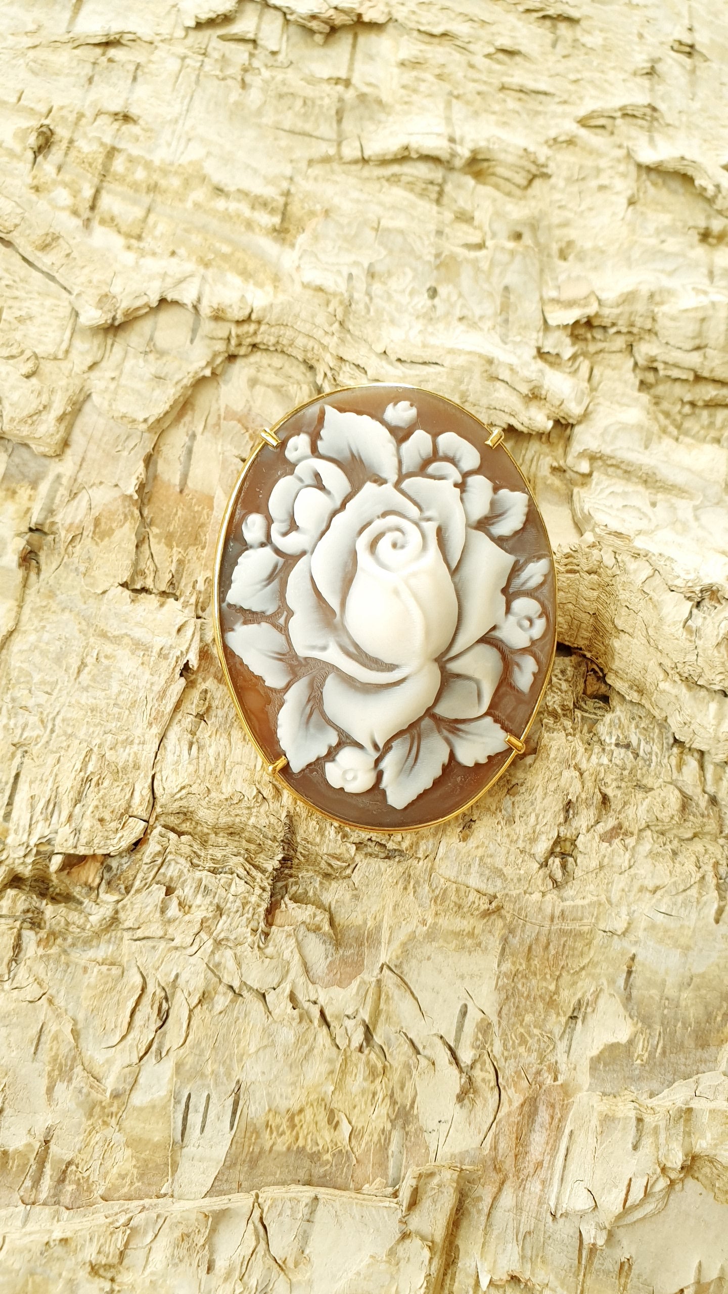 Spilla/ciondolo in argento con cammeo floreale