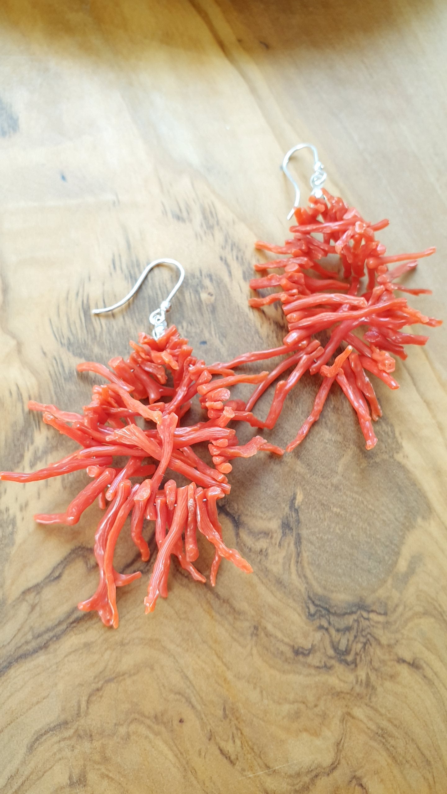 Orecchini in argento con rami di corallo Italiano