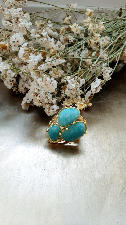 Anello in ottone con amazzonite