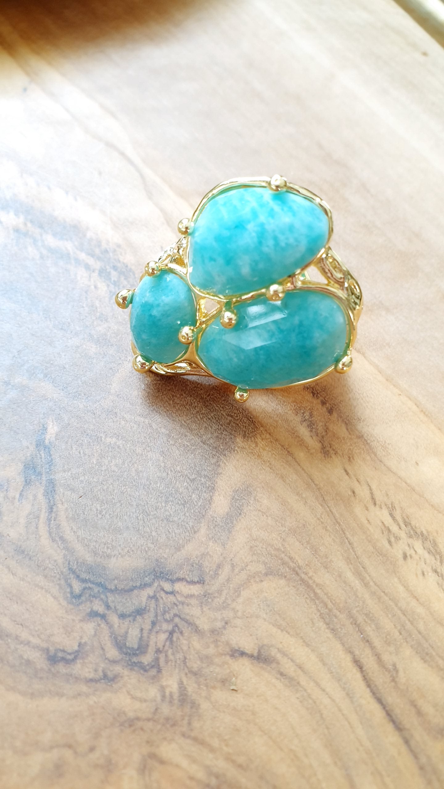 Anello in ottone con amazzonite