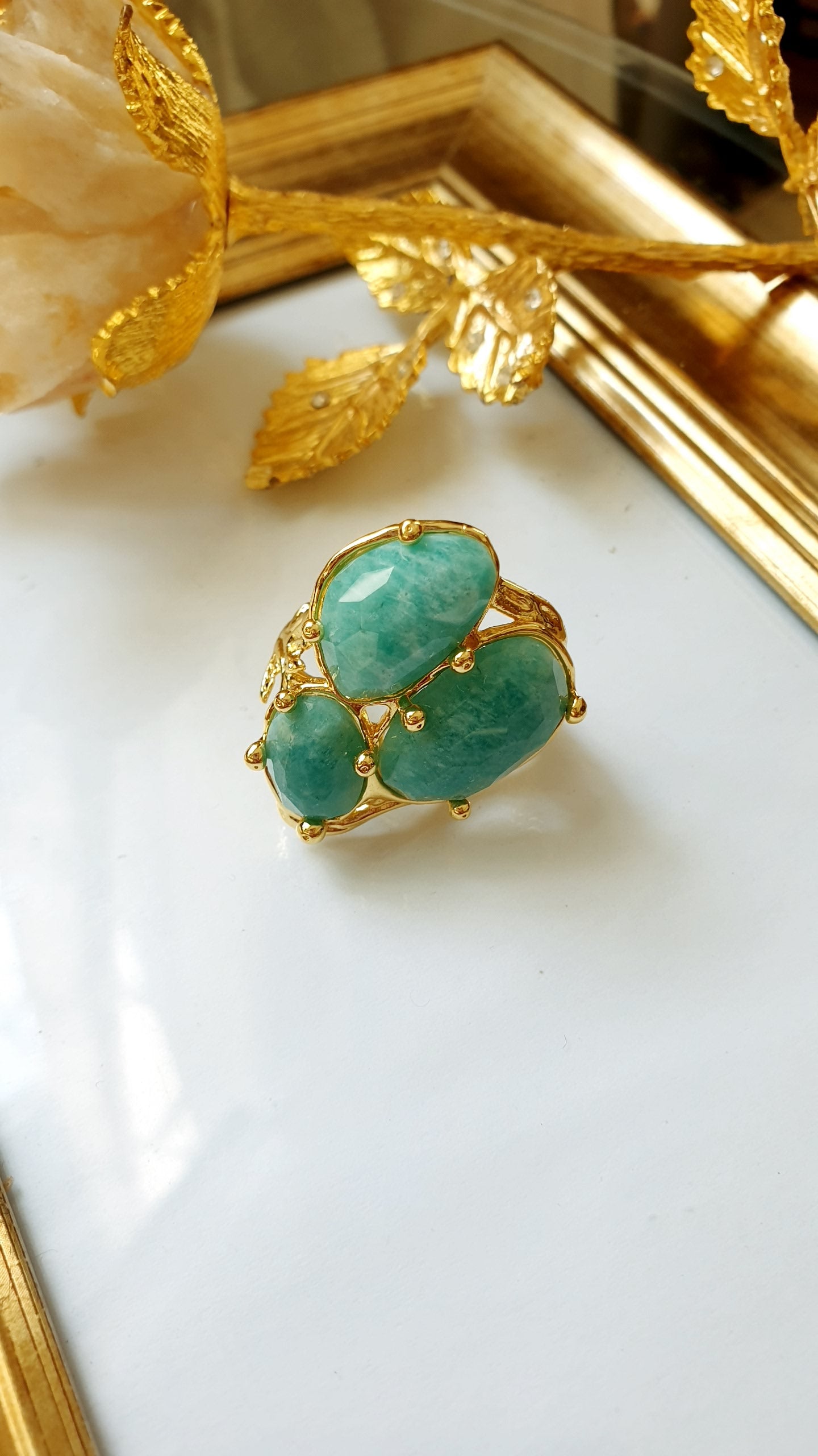 Anello in ottone con amazzonite