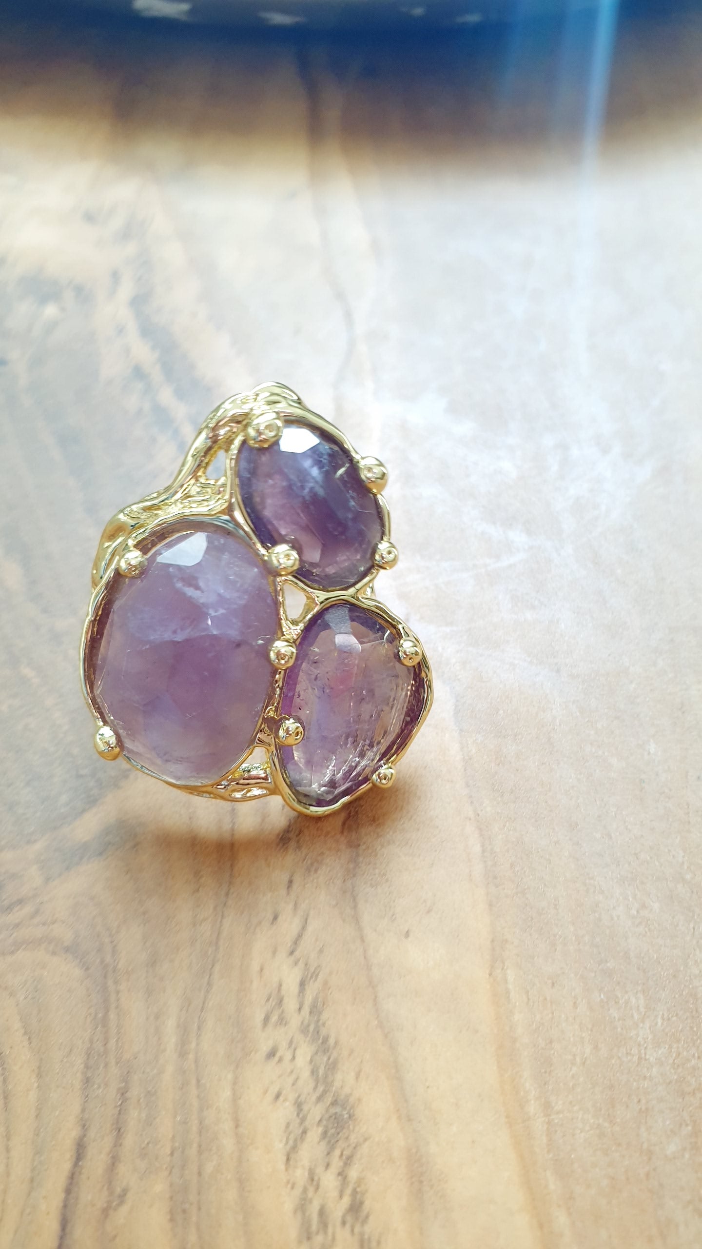 Anello in ottone con ametista