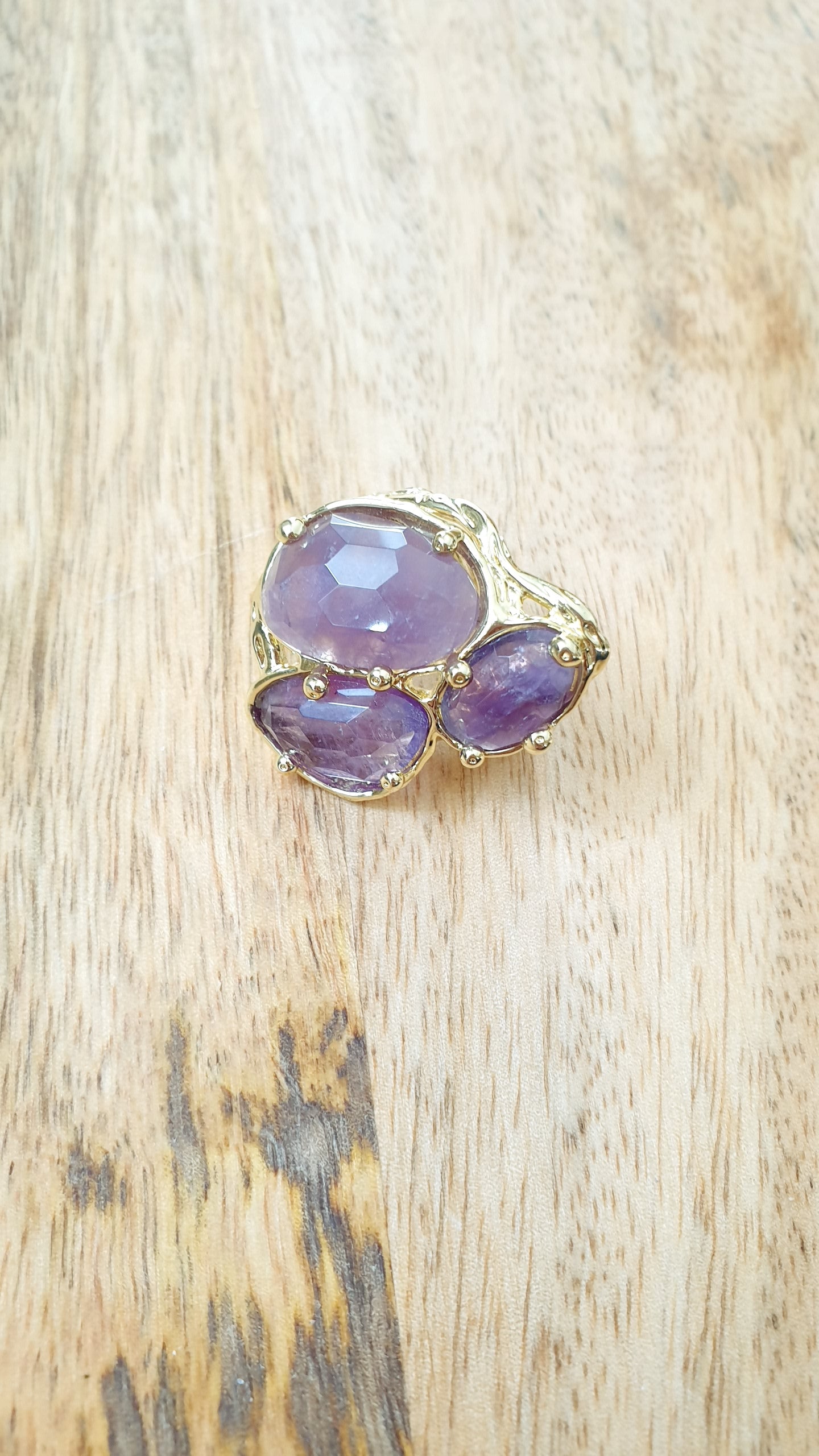 Anello in ottone con ametista