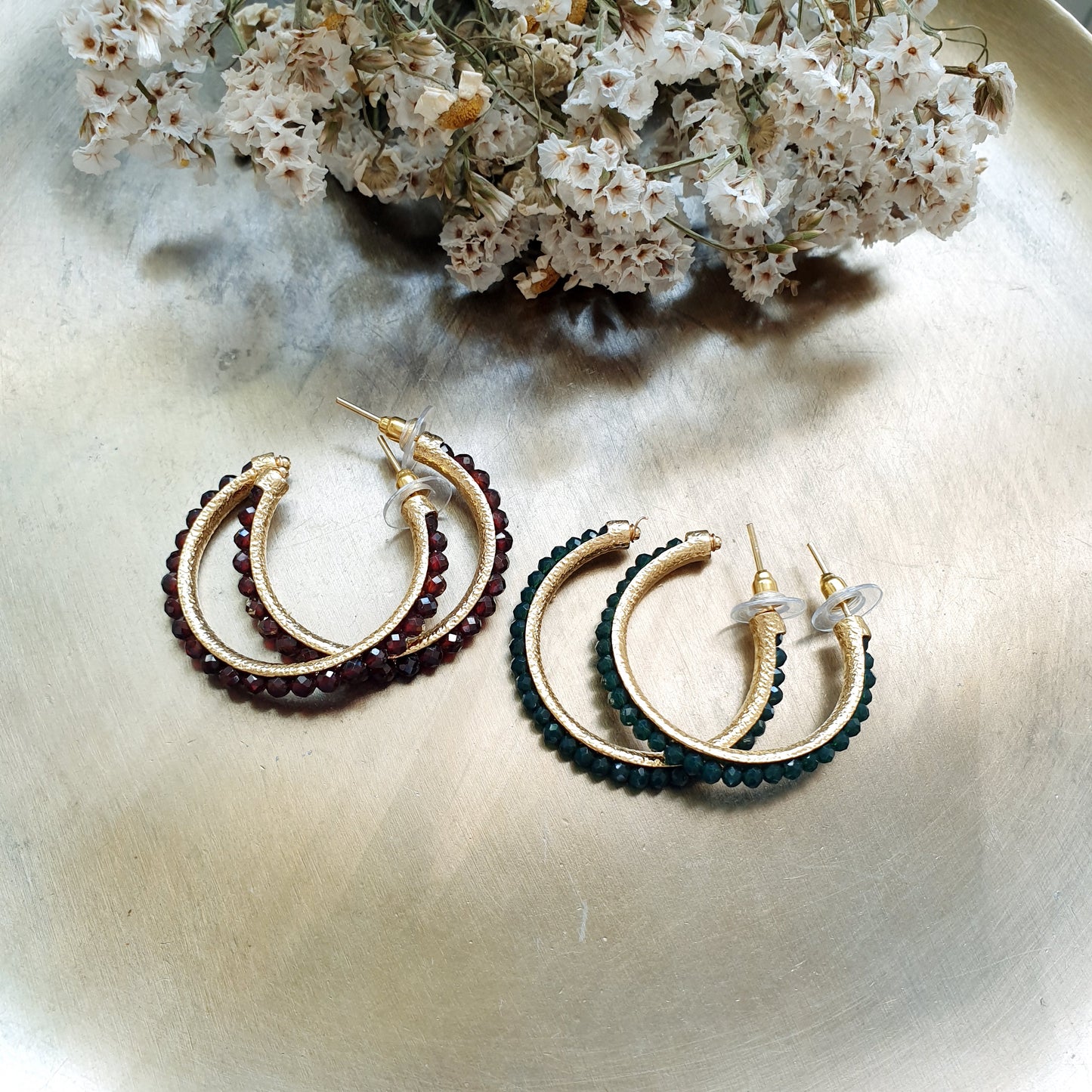 Orecchni con ottone con cristalli