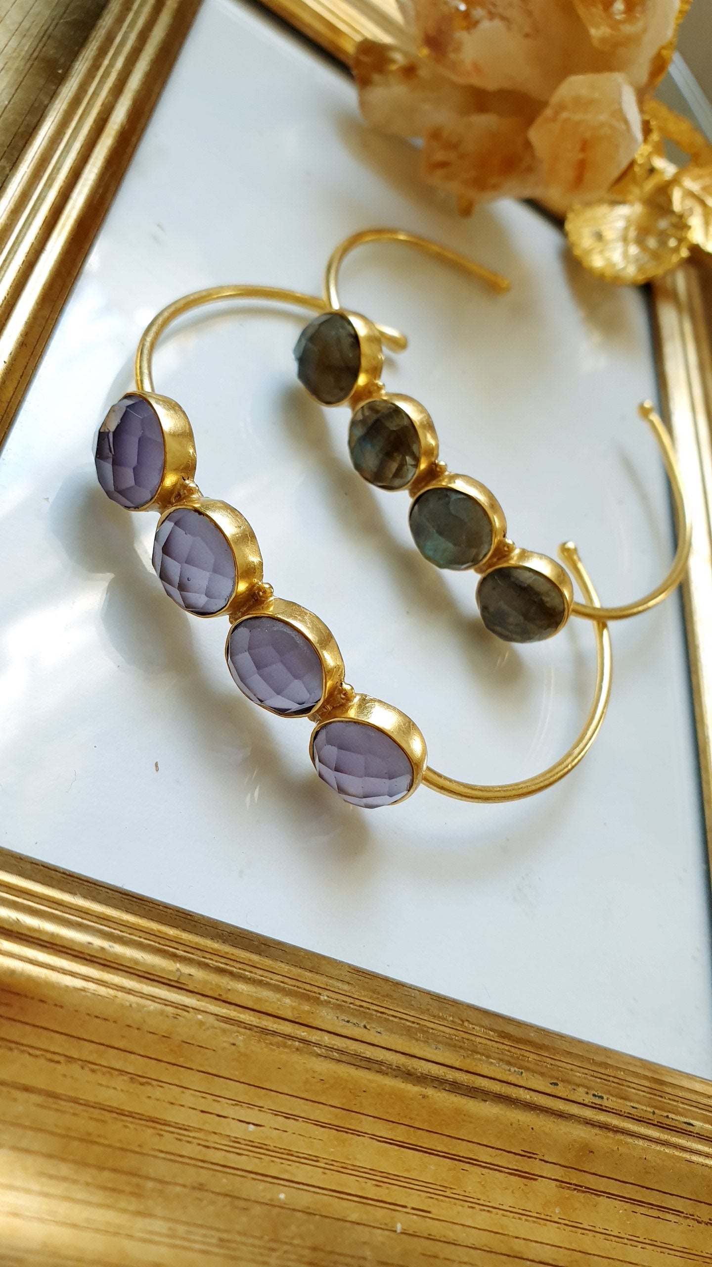 Bracciale in ottone con ametiste o labradorite