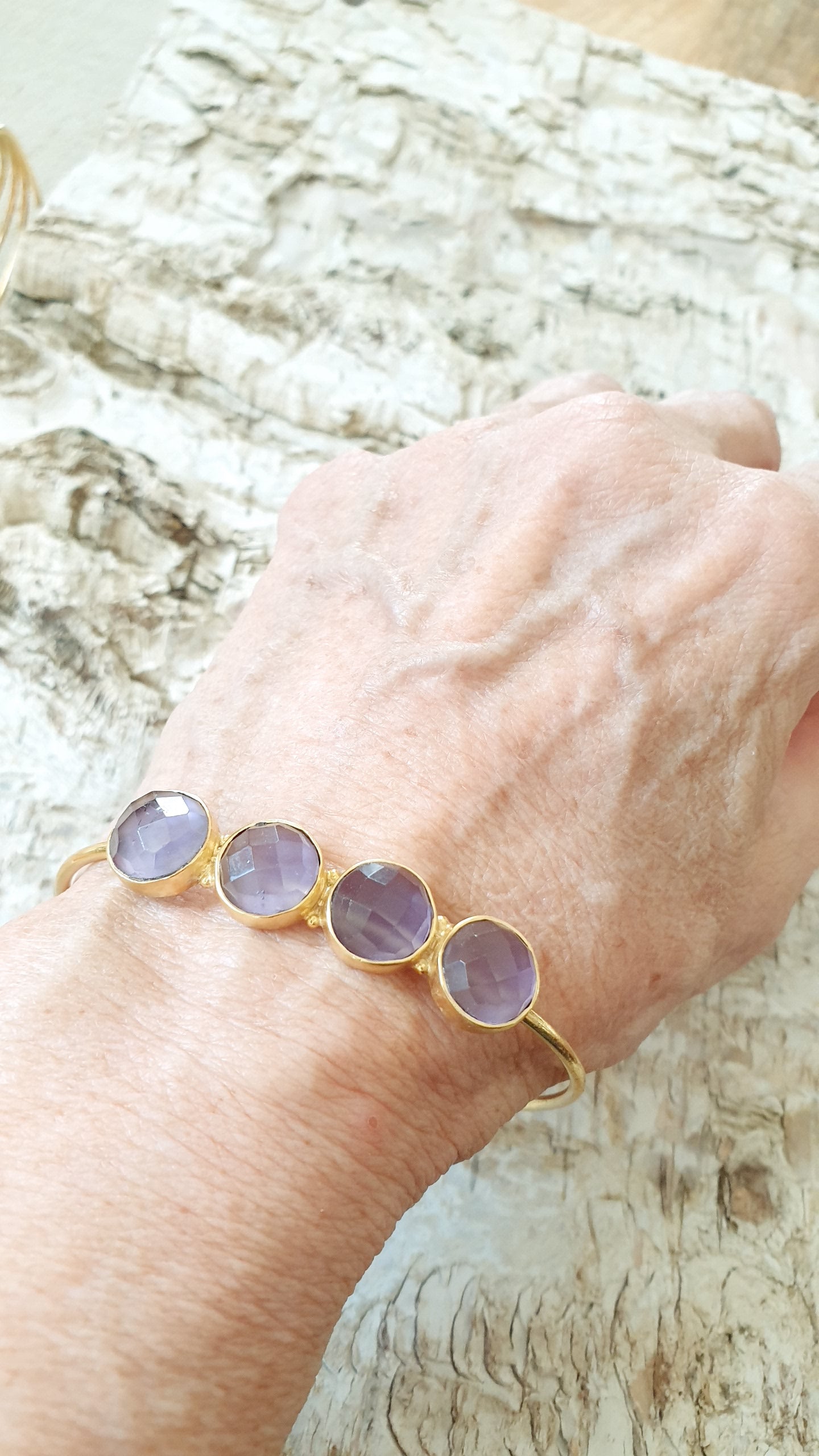 Bracciale in ottone con ametiste o labradorite