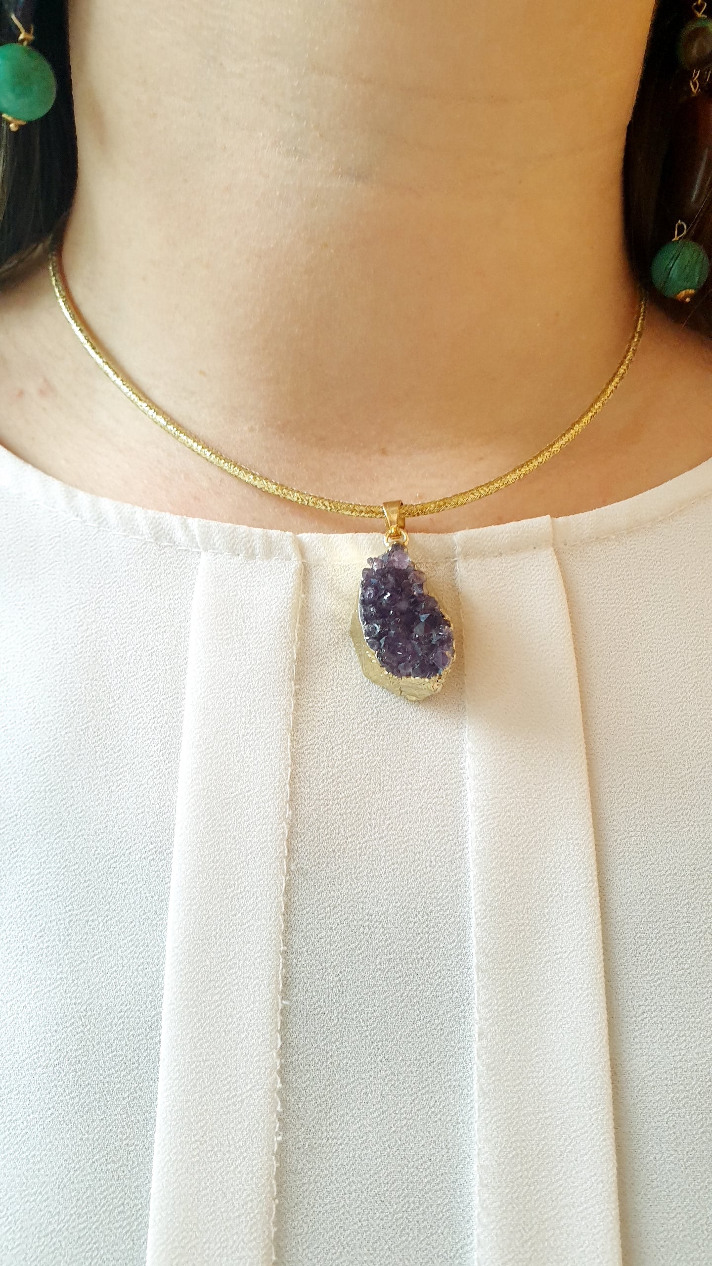 Collana magnetica con drusa di ametista