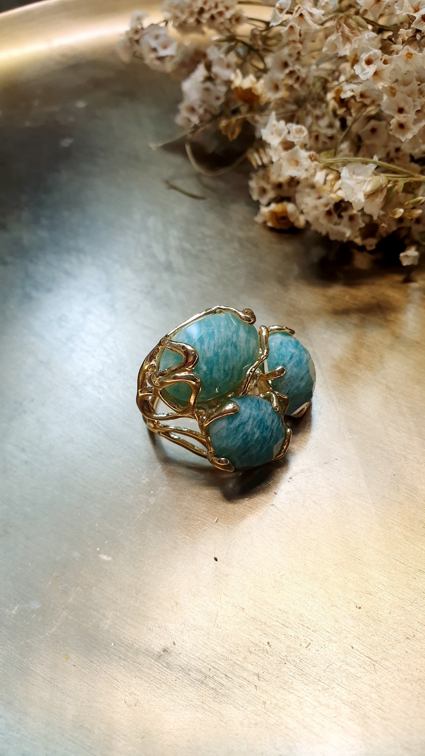 Anello in bronzo con amazzonite