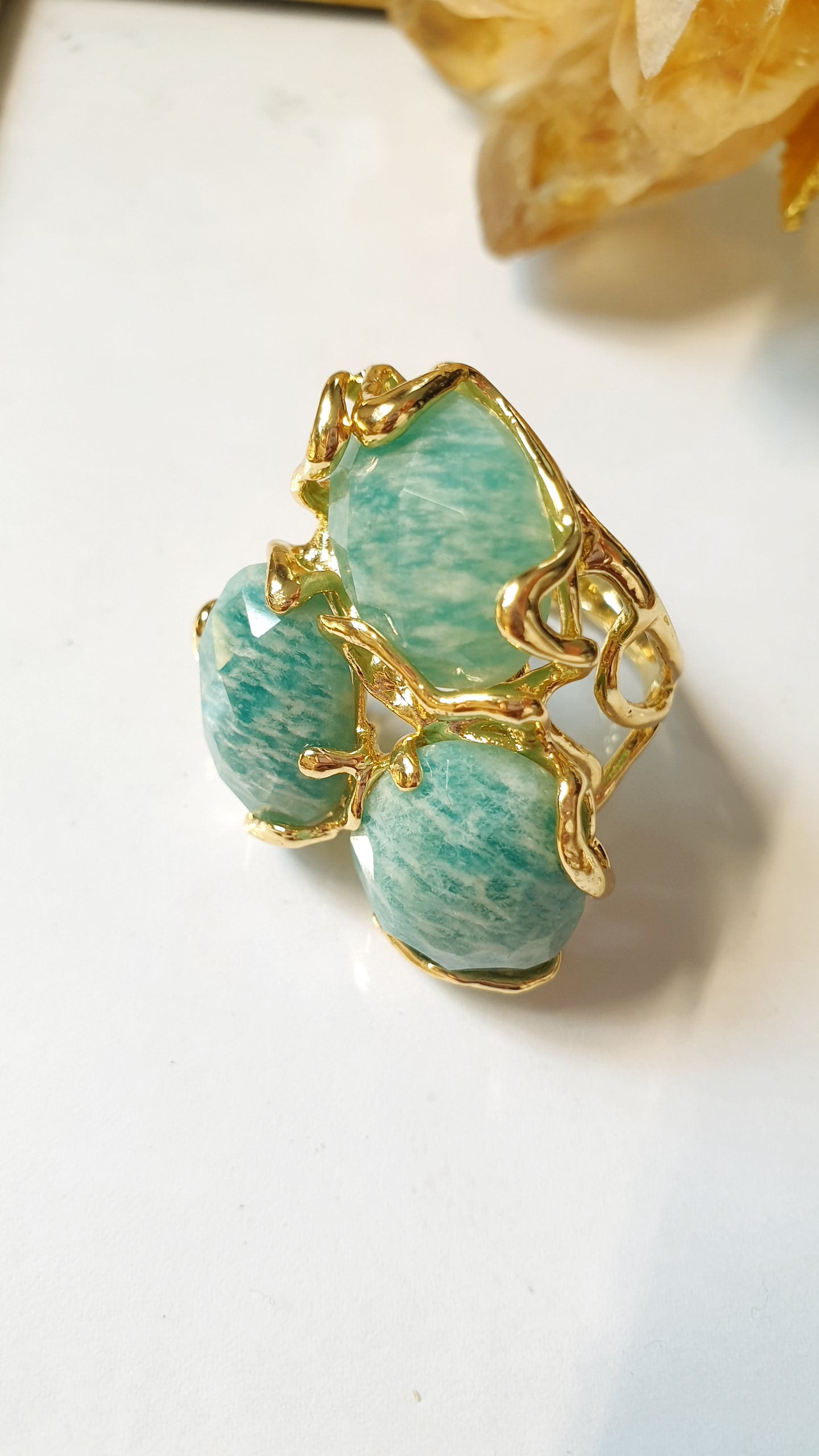 Anello in bronzo con amazzonite