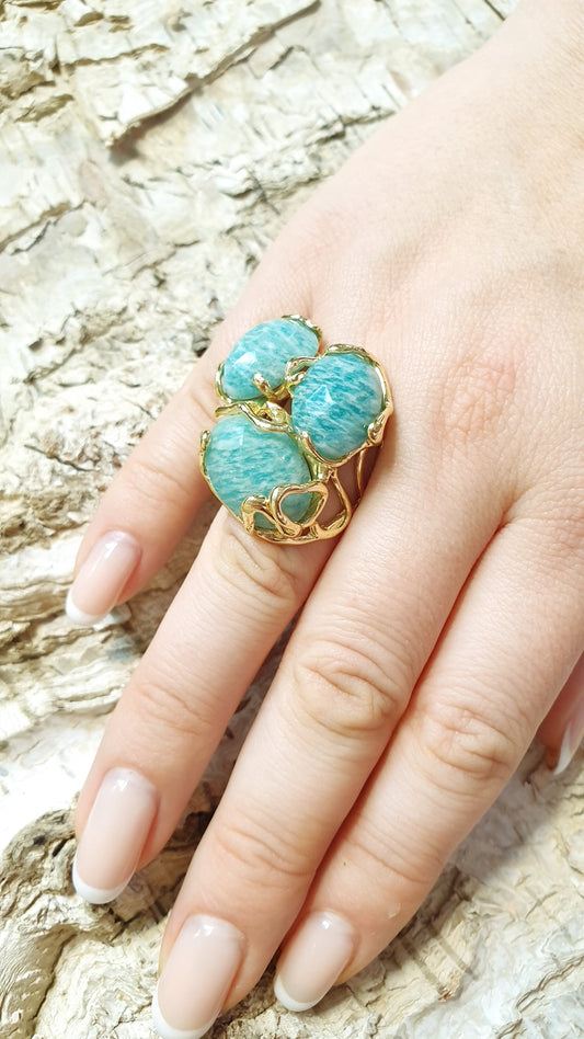 Anello in bronzo con amazzonite