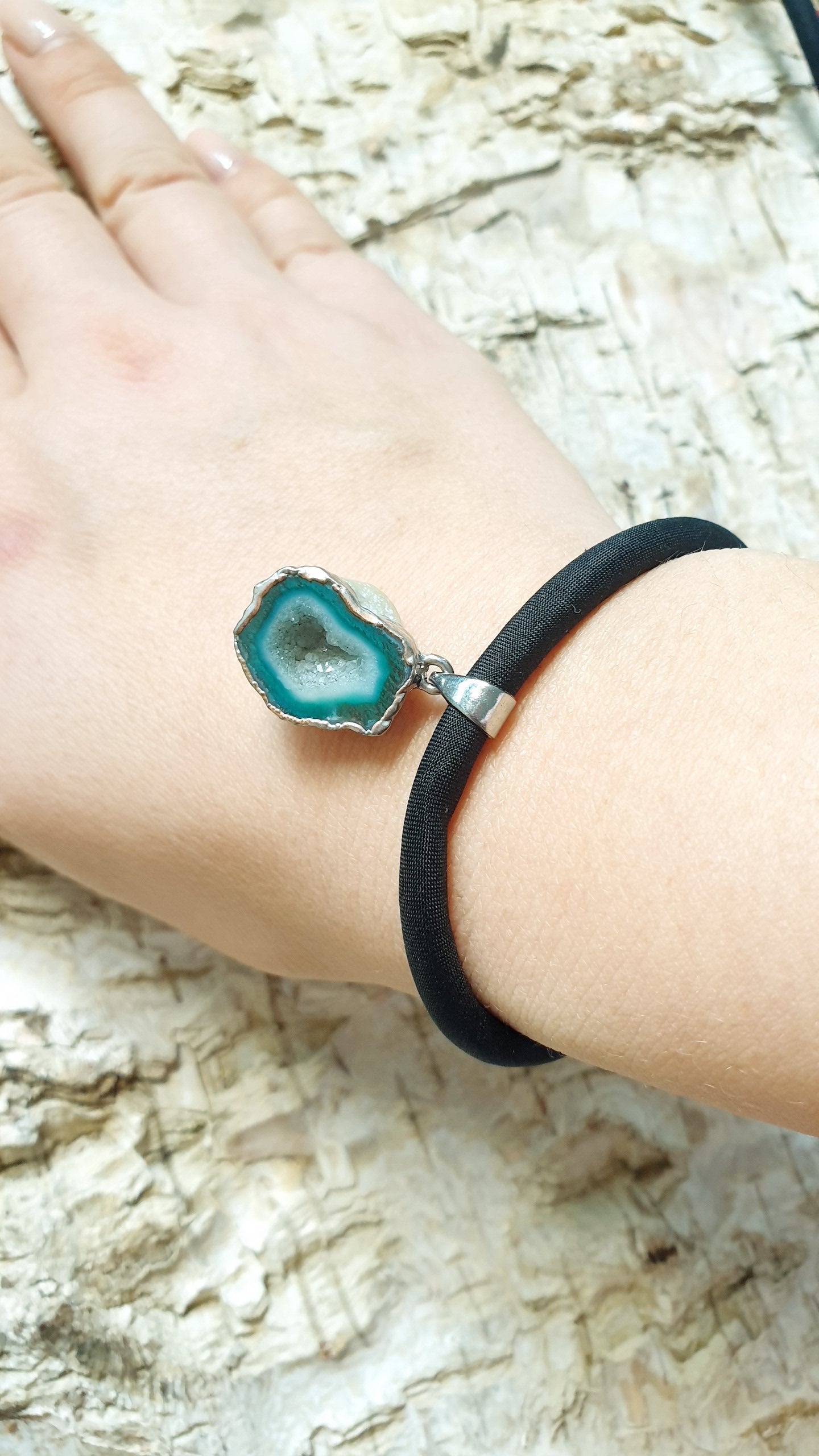 Bracciali in seta con druse e cuore