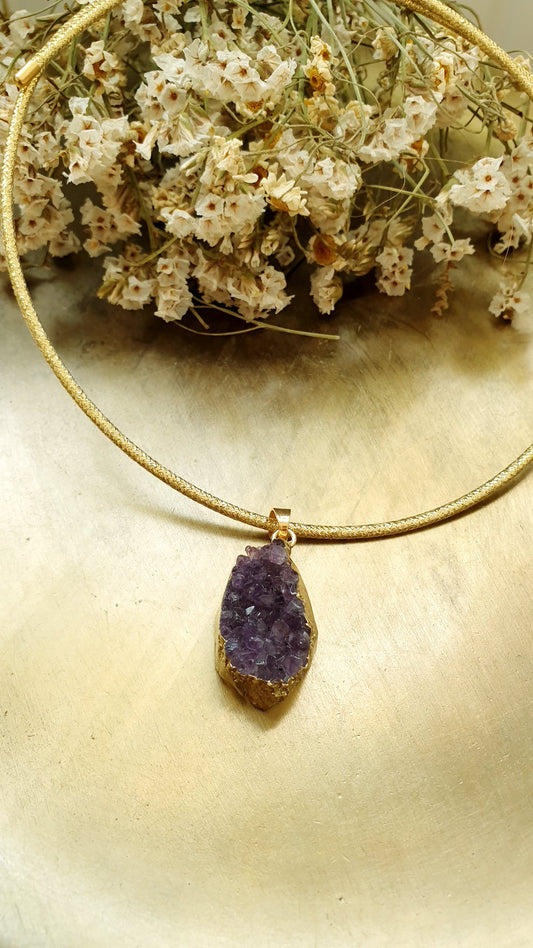 Collana magnetica con drusa di ametista